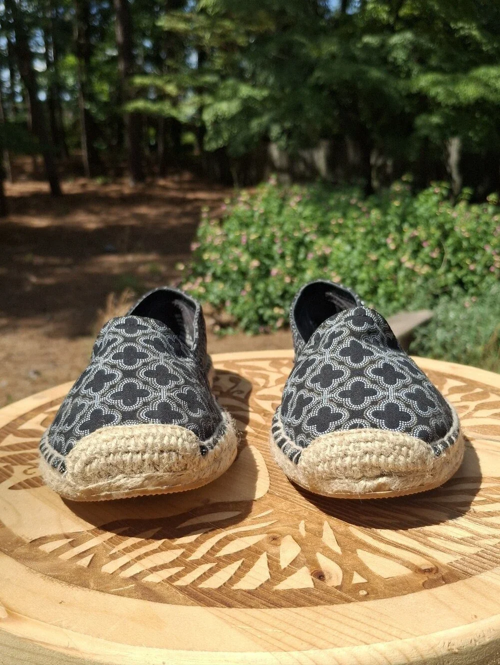 Brighton Avila Espadrille Black Geometric Pattern Slip On Espadrille Flats Sz 7